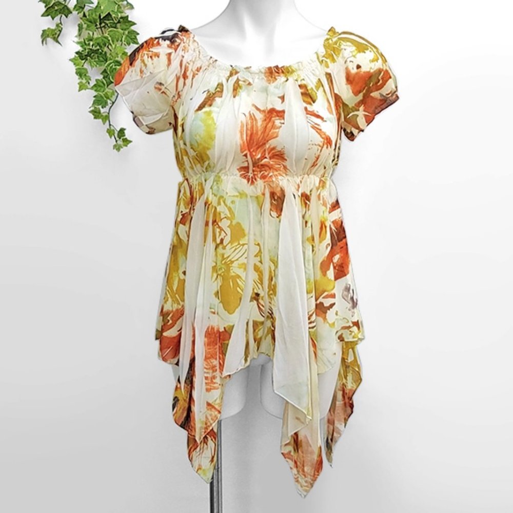 Unique Spectrum Asymmetrical Handkerchief Hem Top
